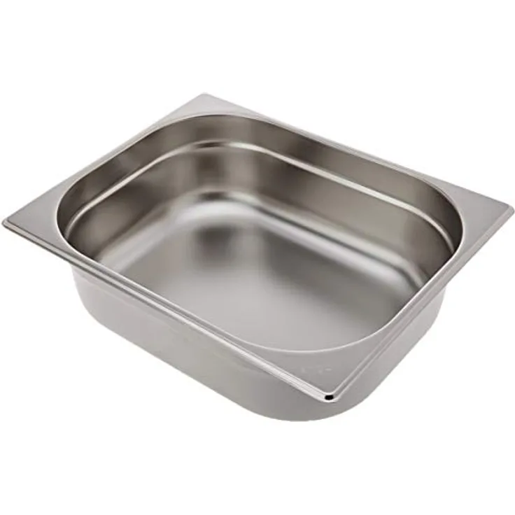 Vogue 12948 1/2 Gastronorm-Pfanne, Edelstahl, 6,2 l, 100 mm, Lebensmittelbehälter, silberfarben
