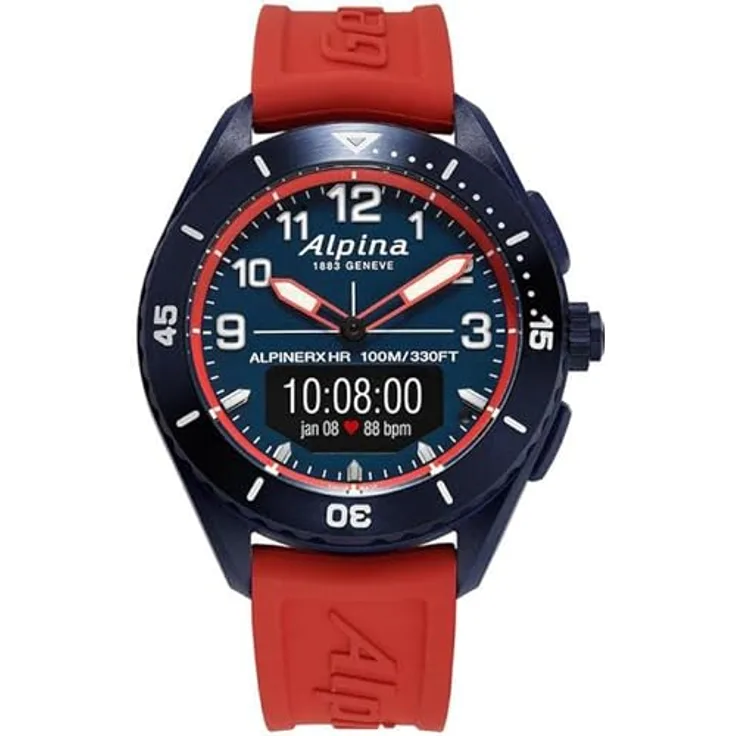 Alpina Herren Analog-Digital Quarz Uhr mit Gummi Armband AL-284LNRW5NAQ6