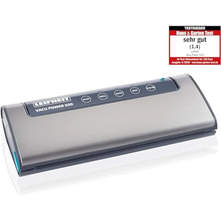 Leifheit Vakuumiergerät Vacu Power 500, Vakuumierer mit doppelter Schweißnaht, Lebensmittel bleiben 5x länger frisch, ideal zum Sous-Vide-Garen, Folienschweißgerät inkl. 10 Vakuumierbeuteln 20x30cm – Bild 3