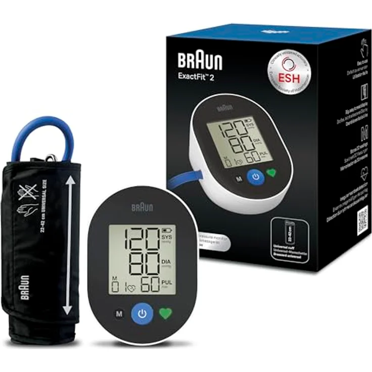 Braun ExactFit™ 2 Oberarm-Blutdruckmessgerät | Klinisch nachgewiesene Präzision | Farbcodierte Anzeige | Universalmanschette | BUA4050 – Bild 1