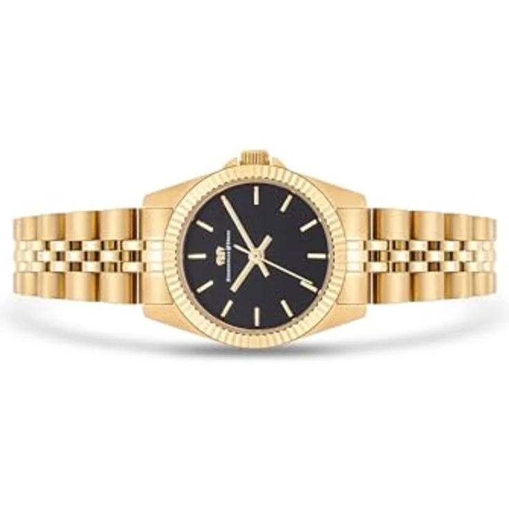 Rhodenwald & Söhne Damen Uhr 10010483, analog Quarzwerk mit IP-vergoldetem Edelstahl-Armband, schwarz, wasserdicht bis 5 ATM – Bild 3