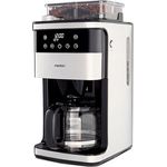 MEDION Kaffeemaschine mit Mahlwerk und Glaskanne (1,5 Liter, max. 12 Tassen, 8 Mahlstufen, max. 1050 Watt, 24 Stunden Timer, LED Display, Tropfstopp, Permanentfilter, MD19899)