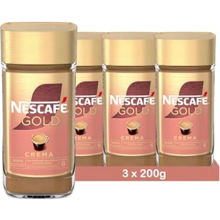 Nescafé Gold Crema, löslicher Bohnenkaffee aus erlesenen Kaffeebohnen, Instant-Pulver, koffeinhaltig & aromatisch, 1er Pack (1 x 200g) – Bild 2
