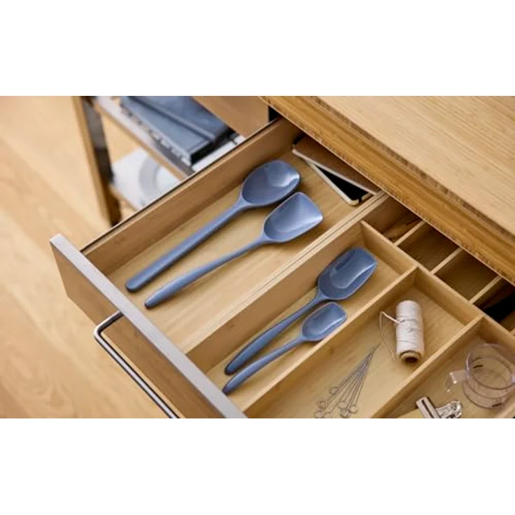 Rosti Classic Kochlöffel Set 4-teilig, Küchenhelfer Set mit 3 hitzebeständigen Kochlöffeln & 1 Bruchsicherem Backlöffel, Kunststoff, spülmaschinenfest, Dusty Blue – Bild 3