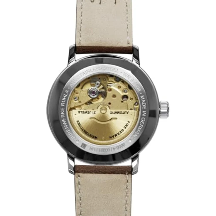Zeppelin 8056-4 Hindenburg Automatik Herrenuhr, Edelstahl Silberfarben, Grünes Zifferblatt, Lederband Braun, 5 ATM wasserdicht – Bild 3