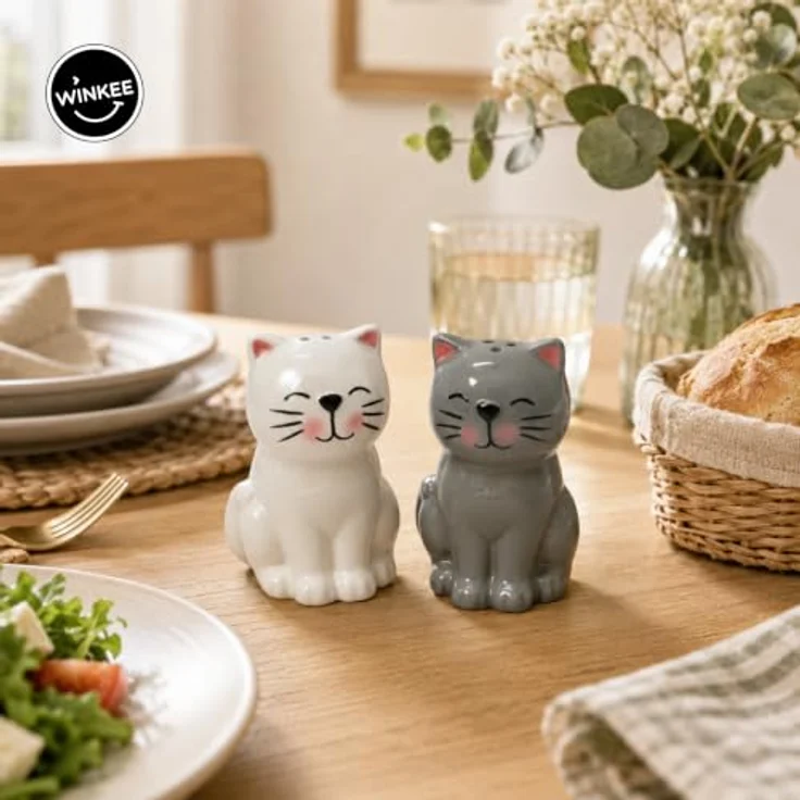 Winkee Salz- und Pfefferstreuer Set Katzen, kreative Keramikdesigns für jeden Tisch – Bild 2