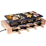 KLAMER Raclette 8 Personen, 1500W Raclette Grill mit Holzgestell, Raclette mit antihaftbeschichteter Grillplatte, 1500