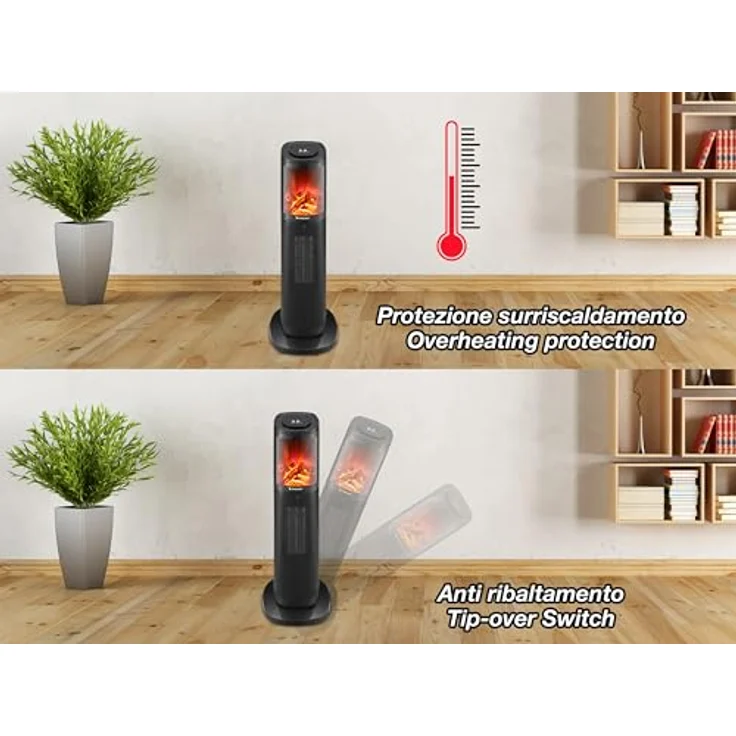 BEPER P203TER011 Keramik-Heizlüfter, 2000W, programmierbarer Timer, Touch-Bedienfeld, LED-Anzeige, Doppelfunktion mit Fernbedienung, Schwarz – Bild 3
