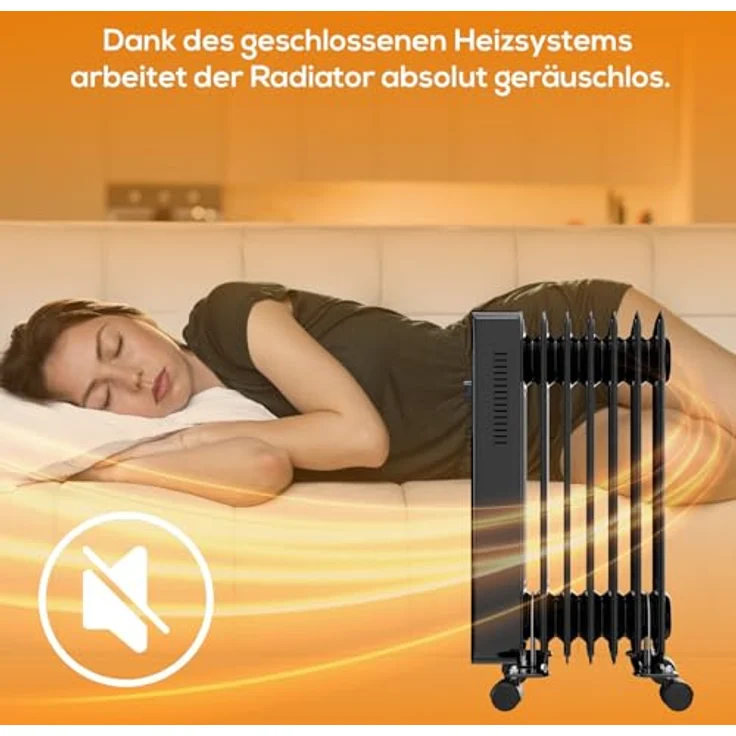 Tronitechnik® Ölradiator TT-OR 207 Elektroheizung Schwarz 3 Heizstufen 7 Rippen Energiesparend Überhitzungsschutz – Bild 3