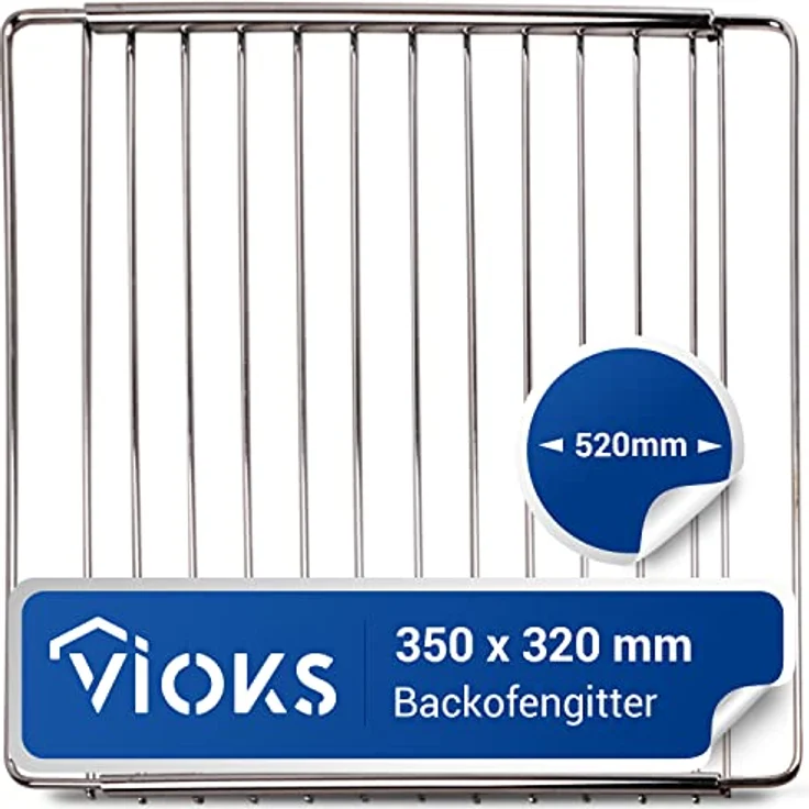 VIOKS Ausziehbarer Backofen Gitterrost 350/520mm x 320mm, Edelstahl Grillrost, verstellbar und pflegeleicht für Backofen und Herd – Bild 1