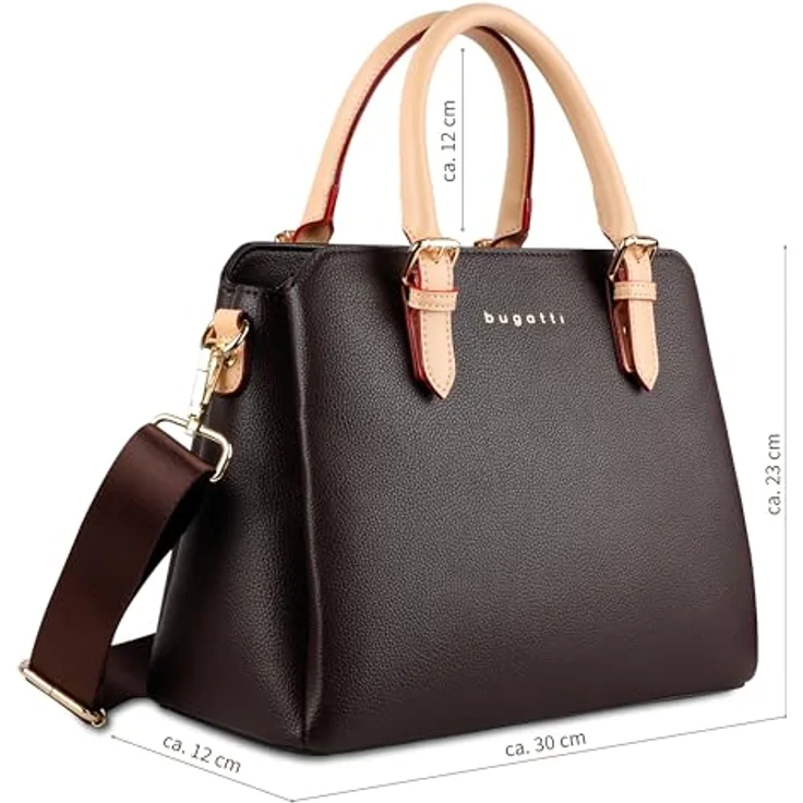 Bugatti Ella, Handtasche in Braun mit geräumigem Hauptfach, abnehmbarem Schultergurt und Smartphonefach – Bild 3