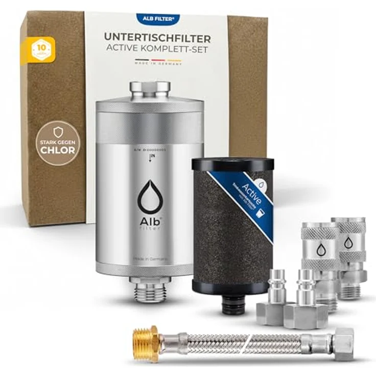 Alb Trinkwasserfilter Active, Wasserfilter mit Edelstahlgehäuse und Aktivkohlepatrone zur Schadstoffreduktion – Bild 1