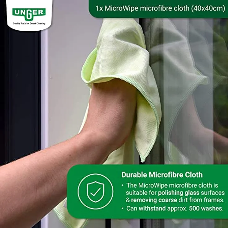 Unger Fensterreinigungs-Set 1.25 m (inkl. Fensterwischer, Verlängerungsstange, Mikrofasertücher, streifenfreie Reinigung) AK131 – Bild 7