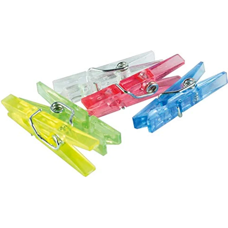 Stylex 24435 - Mini-Wäscheklammern, Clips aus Kunststoff, ca. 25 x 5 x 6 mm groß, 30 Stück farbig sortiert mit Metallfeder, zum Basteln und Dekorieren – Bild 2