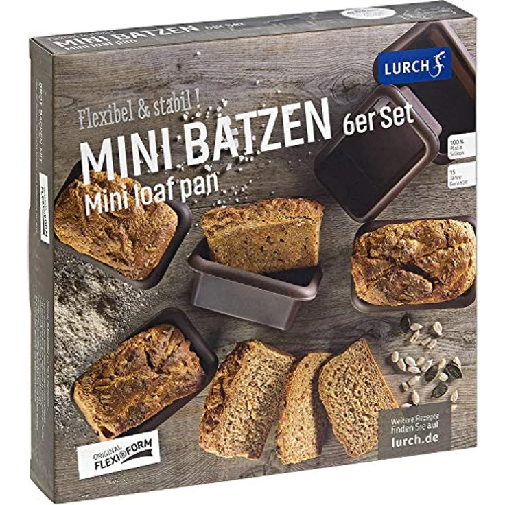 Lurch FlexiForm Mini Batzen Brotbackformen, 6er Set, Silikon, Braun, 9.1 x 5.6 x 3.9 cm – Bild 3