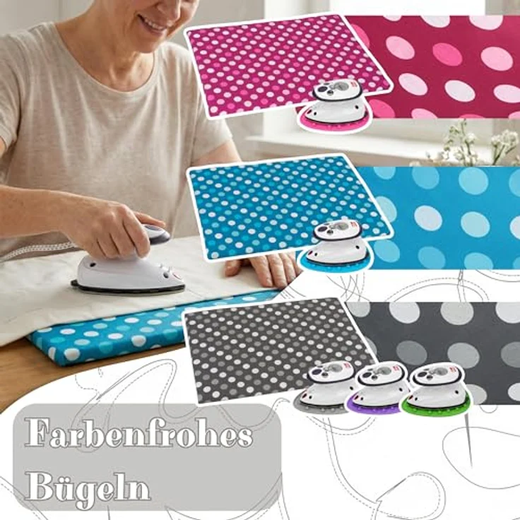 Semplix Dampfbügeleisen-Set, inkl. Prym Mini-Bügeleisen, Bügelunterlage (30 x 40 cm), Silikonablage, grau/grün, 375 W – Bild 4
