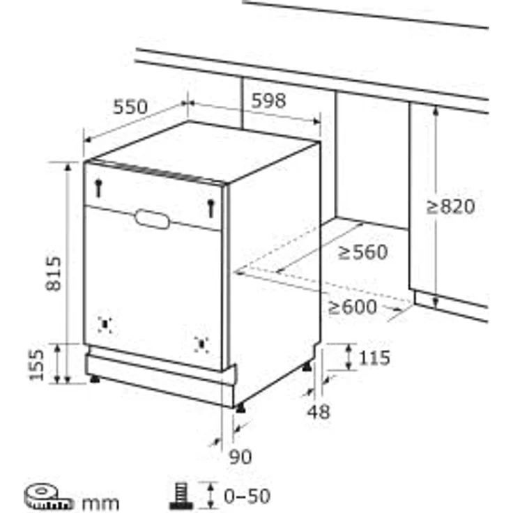Exquisit EGSP6312-E-030E, Einbau-Geschirrspüler, 12 Maßgedecke, vollintegrierbar, 6 Programme, Silber, Schnellprogramm 30 Min., Aquastop, leise 49 dB – Bild 11