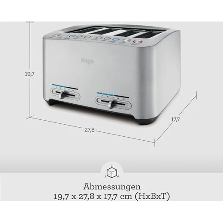 SAGE STA845 the Smart Toast 4-Scheiben Toaster mit LED-Fortschrittsanzeige, Gebürstetes Edelstahl – Bild 6