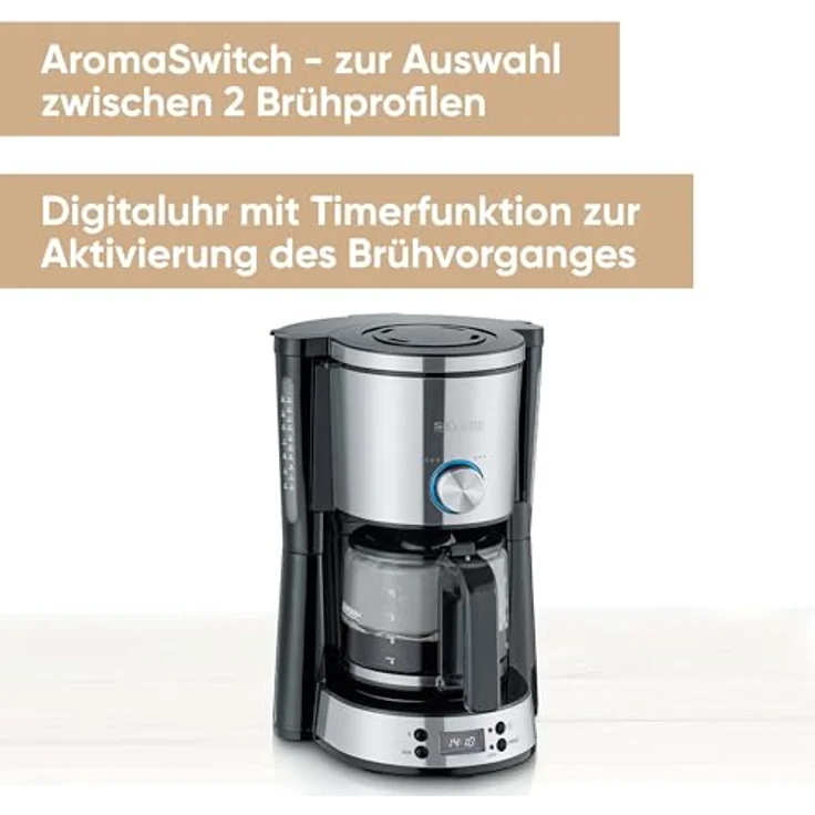 SEVERIN Kaffeeautomat mit Timer''TYPE Switch'', ca. 1000 W, bis 10 Tassen, AromaSwitch, beidseitige Wasserstandsanzeige, automatische Abschaltung, Schwenkfilter 1 x 4 mit Tropfverschluss 4826 – Bild 2