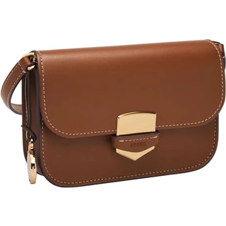 Fossil Lennox Flap Crossbody Umhängetasche S, braun, Leder mit verstellbarem Schulterriemen und zahlreichen Fächern – Bild 2