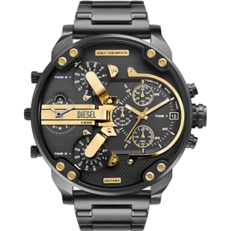 Diesel Herren Analog Quarz Uhr mit Edelstahl Armband DZ7484, 57 mm Gehäuse, Chronograph-Anzeige, gunmetal – Bild 1