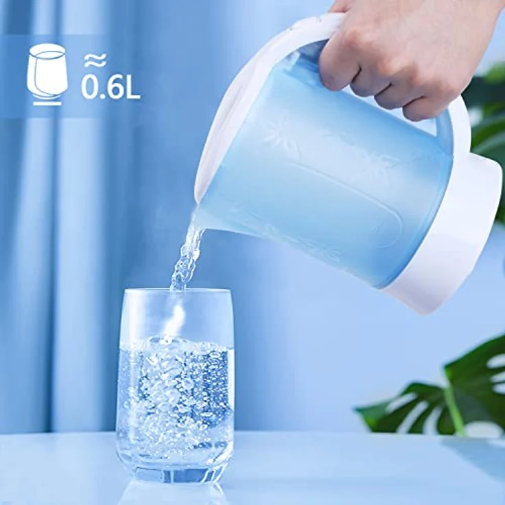 Aigostar Walking Drip 30JQK - Reisewasserkocher Integrated Design 650W, 0,6 Liter Mini Wassertopf, automatische Abschaltung mit Kochschutz, Inklusive 2 Tassen und 2 Löffel, blau. EINWEGVERPACKUNG. – Bild 5