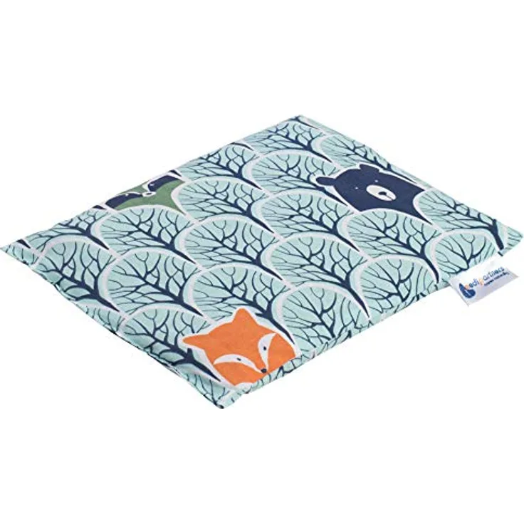 Medi Partners Kirschkernkissen Körnerkissen groß Wärmekissen 500g Rechteck 20x25cm Öko Natur 100% Baumwolle Wärme + Kältetherapie Massagetherapie (Waschbär im Wald)