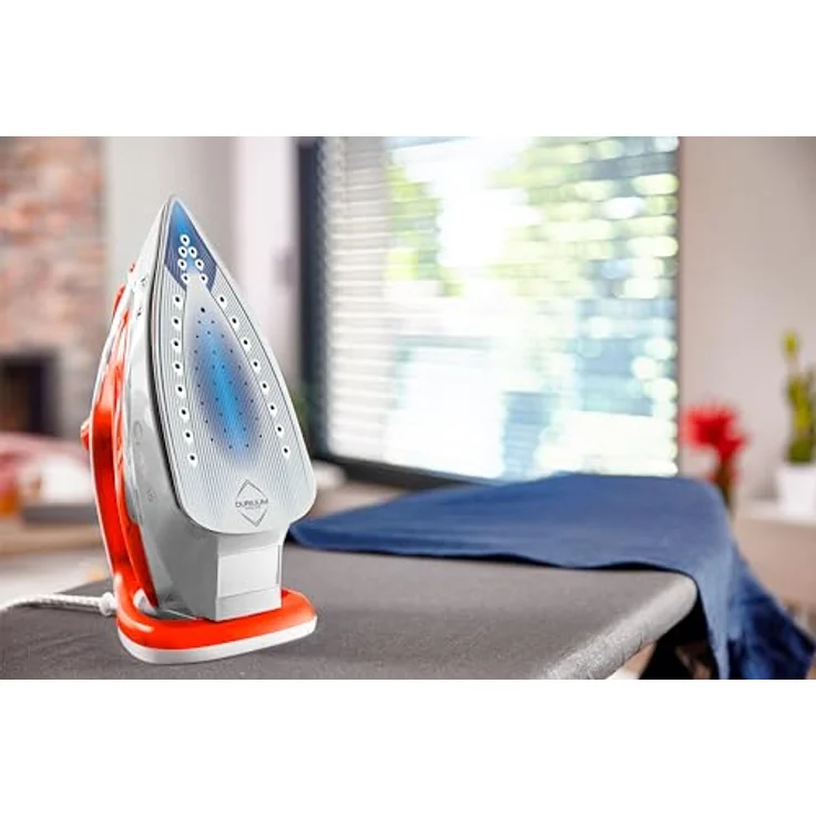 Tefal FV5738 Easygliss Plus Dampfbügeleisen | 2800 W | 45 g/Min. automatische Dampfmengenregulierung | 230 g/Min. Dampfstoß | 3 Dampfzonen | Vertikaldampf | Orangerot/Weiß/Silber – Bild 4