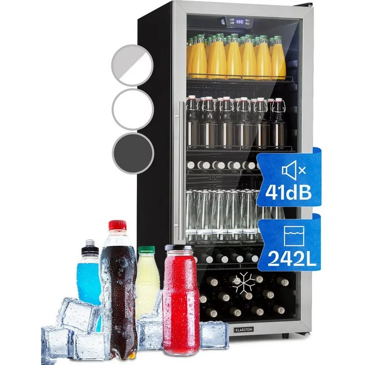 Klarstein Getränkekühlschrank HEA8-Beersafe-242-ss 10045901, Bier Hausbar Mini Fridge, Edelstahl, 242 Liter Kapazität - Preisvergleich