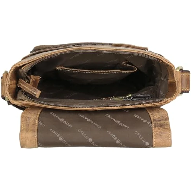 Greenburry Vintage Umhängetasche Leder, 26 cm x 10 cm x 25 cm, braun, 100% Leder – Bild 5