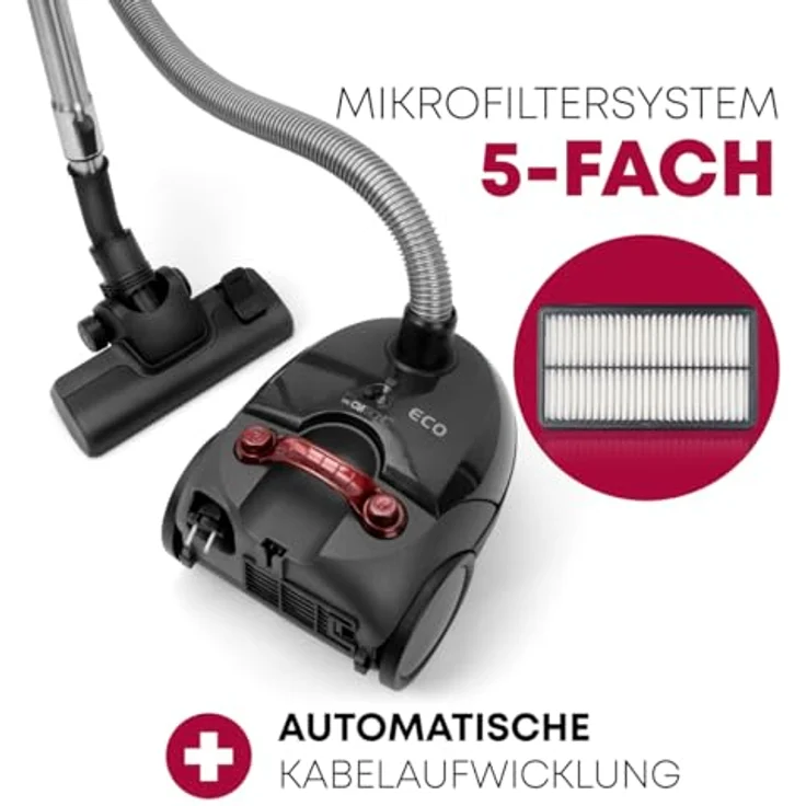 CLATRONIC Bodenstaubsauger BS 1300 N, mit 5-fach Mikrofiltersystem, 700 Watt, Edelstahl-Teleskoprohr – Bild 3