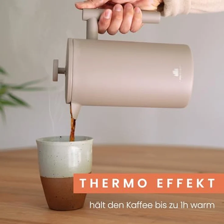 Groenenberg French Press Earth 600 ml, Kaffeepresse aus Edelstahl mit Thermo Warmhalte-Funktion, langlebig und robust, in bunten Farben erhältlich – Bild 4