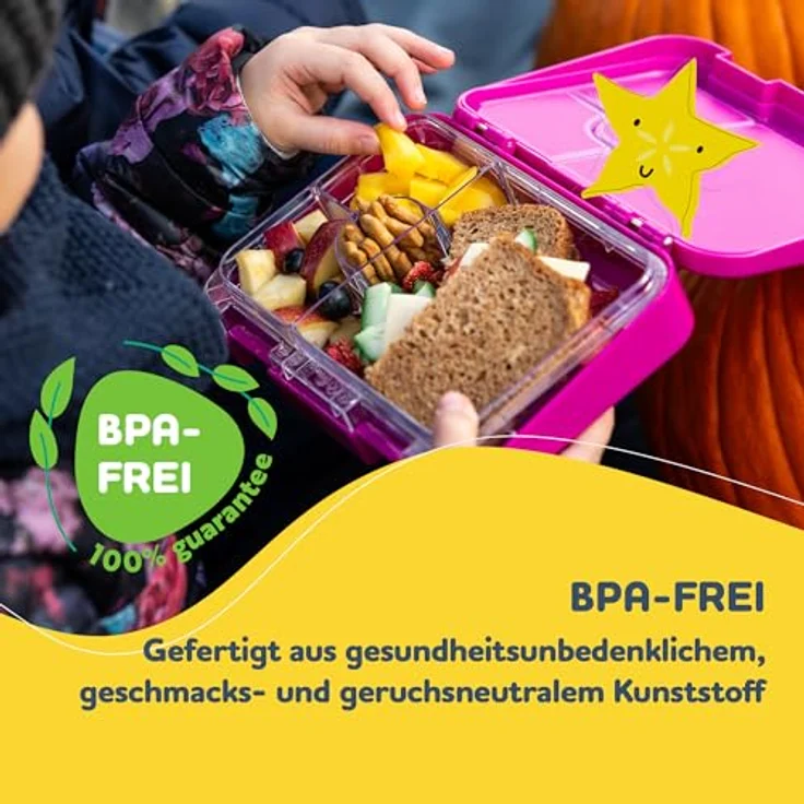 schmatzfatz Junior Brotdose mit Fächern, BPA-frei, auslaufsichere Lunchbox in Lila für Schule & Kindergarten – Bild 3
