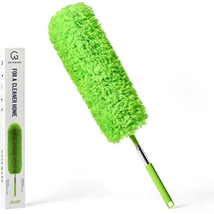 GÜTEWERK Teleskop Staubwedel waschbar - 140 cm lang - ausziehbar Staubwischer Teleskopstiel Mikrofaser Staub dust Wischer extendable Feather Duster Teleskopgriff Staubbürste Teleskopstange Wischer