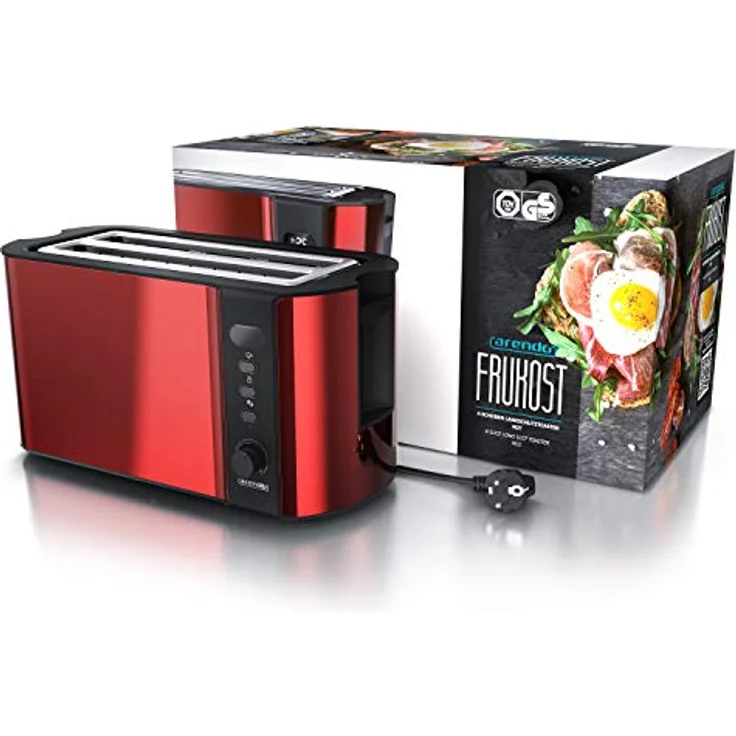 Arendo 4-Schlitz-Toaster, Langschlitz, Defrost Funktion, wärmeisolierendes Gehäuse, rot – Bild 8