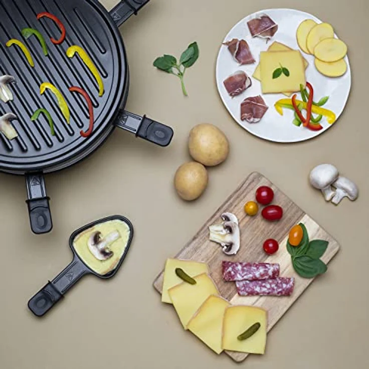 Raclette & Grill für 6 Personen Luga60 Wëasy, abnehmbare Grillplatte, leicht zu reinigen, 6 Pfannen mit Antihaftbeschichtung, spülmaschinenfest, schwarz, 900 W – Bild 5