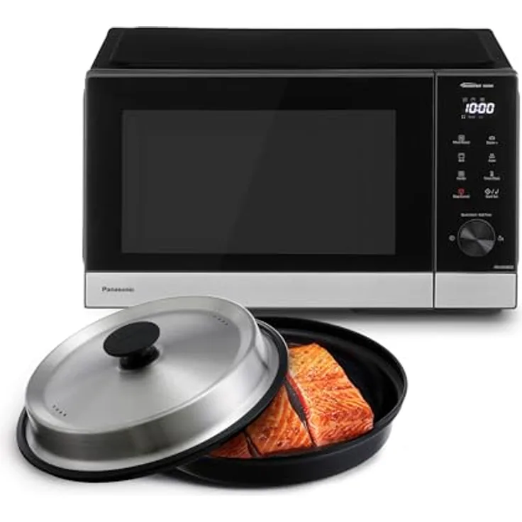Panasonic NN-GD38QSEPG, Mikrowelle mit Grillfunktion, 29 l, Inverter Technologie, inkl. 4-in-1 Dampf + Topf