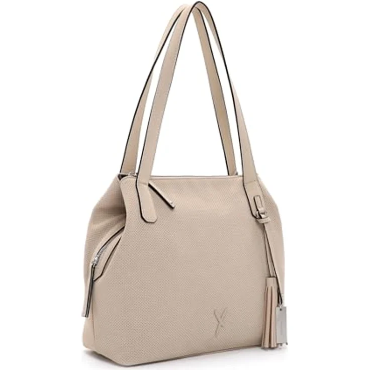 SURI FREY Shopper SFY Romy, Veganer Damen Shopper aus Feinsynthetik mit Lasercut-Optik, Uni-Design, abnehmbarem Umhängeriemen - Schwarz – Bild 5