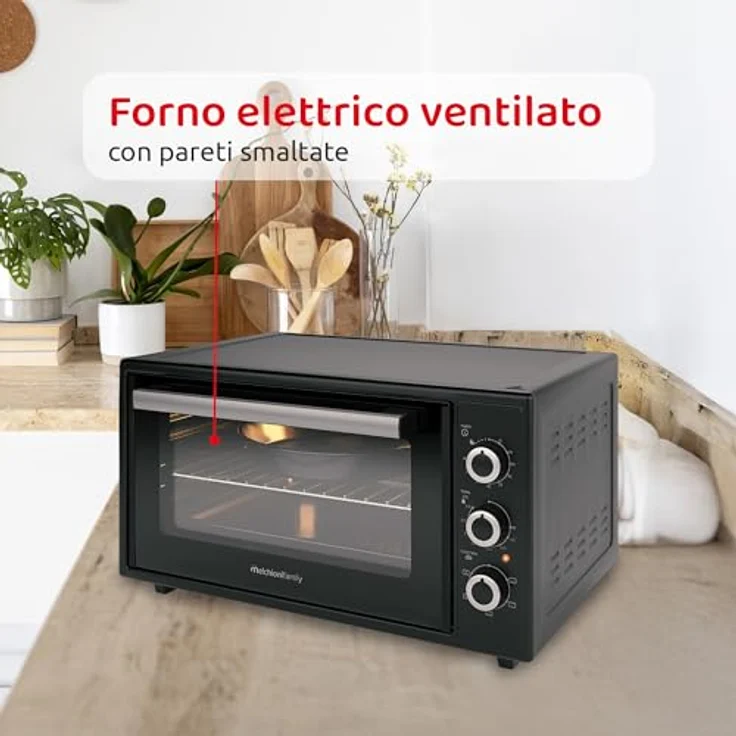 Melchioni Minibackofen 118380045, 45L Garraum mit Umluftfunktion und 300°C, manuelle Bedienung, emaillierte Innenwände – Bild 4