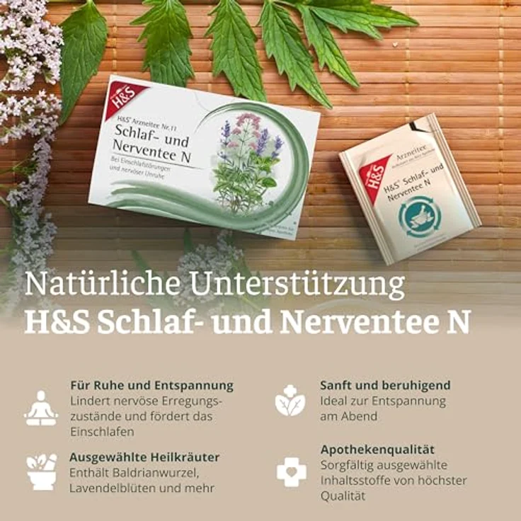 H&S Schlaf- und Nerventee N, Filterbeutel 20x2 g für entspannende Teemomente – Bild 2
