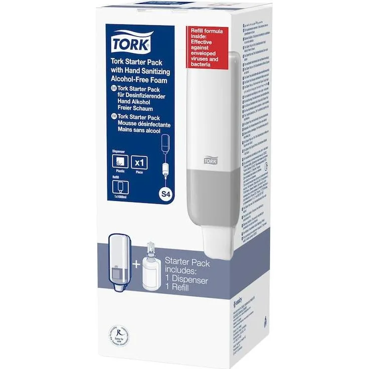 Tork 960202 Handdesinfektionsmittel Pumpenflasche Schaum, pflanzenbasiert, dermatologisch getestet, milde Milchsäure, grün