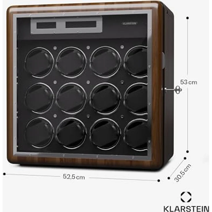 Klarstein Valmont 12+6 Uhrenbeweger, eleganter Uhrenaufbewahrer mit Touch-Panel, abschließbarem Fach für 6 Uhren, anpassbaren Uhrenkissen und LED-Beleuchtung – Bild 7
