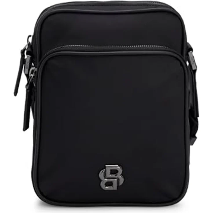 Hugo Boss B Icon NS Umhängetasche, 20.5 cm, schwarzes Recycled PET, verstellbarer Schultergurt mit Tragepolster, sicheres Reißverschlussfach – Bild 1