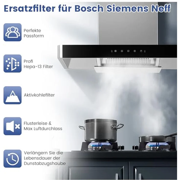 Yelid Aktivkohlefilter für Dunstabzugshauben, kompatibel mit Bosch DHZ5346, Siemens LZ53451 und Neff Z5102X1, geruchsabsorbierend, TÜV Süd geprüft, 317mm x 215mm x 22mm – Bild 4