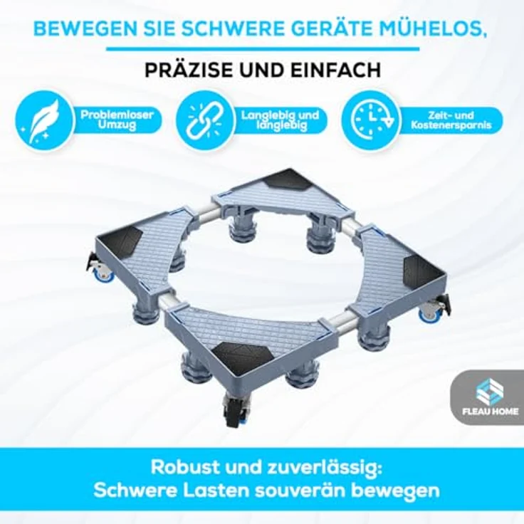 Fleau Home Waschmaschinenerhöhung XL – 500 kg Kapazität – Möbelrolle – Multifunktional – Waschmaschinensockel – Waschmaschinenregal, Weiß – Bild 3