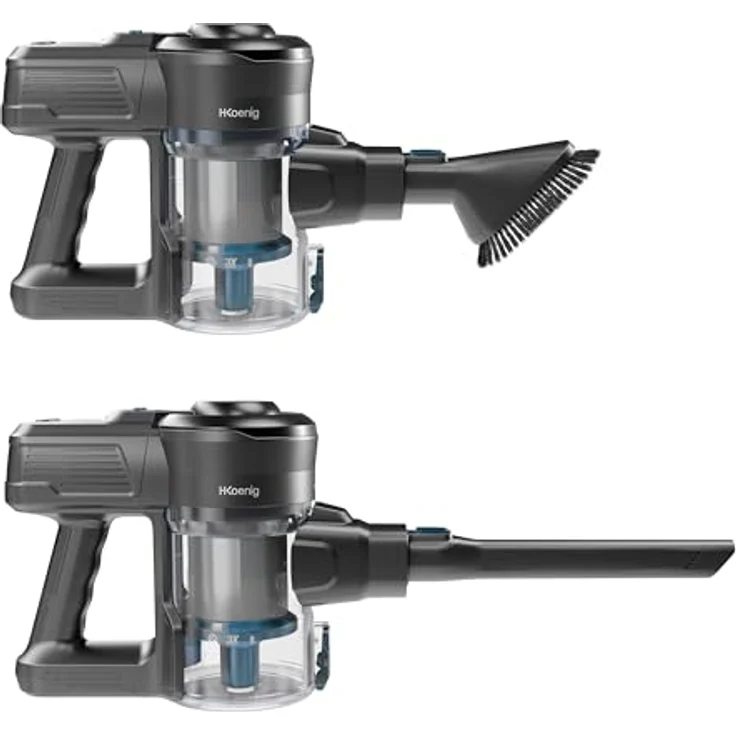 H.Koenig UP610, Handstaubsauger, Blau, 150 W, 50 Minuten Akkulaufzeit, 0.8 L Staubbehälter, 64 Dezibel, inklusive LED-Bürste und Wandhalterung – Bild 5