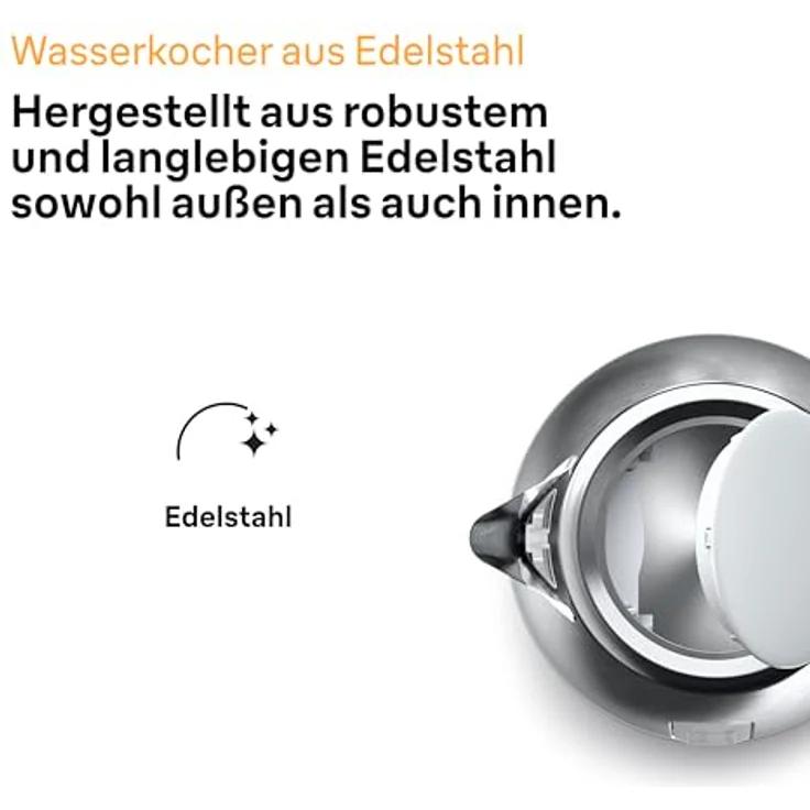 Braun WK1500WH Wasserkocher, 2200 Watt, 1,7 Liter, Temperaturanzeige, Abschaltautomatik, silber, schwarz – Bild 2