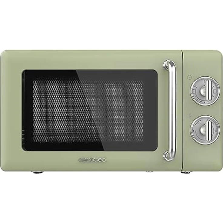 Cecotec Proclean 3010 Retro Grün Mechanische Mikrowelle, 20 l, 700 W, 6 Stufen, Timer bis zu 30 Minuten, Auftaumodus, Vintage-Design in Grün, Stahl-Finish – Bild 1