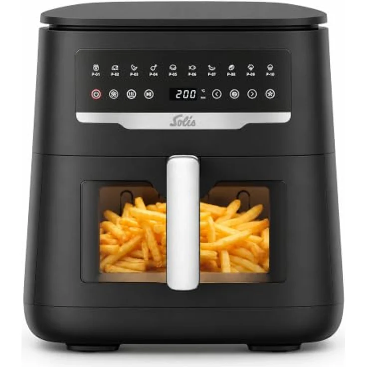 SOLIS OF SWITZERLAND Air Fryer Uno, Typ 8101, Heißluftfritteuse mit 10 Programmen, Sichtfenster, Rapid Air und zuschaltbarer Unterhitze – Bild 1