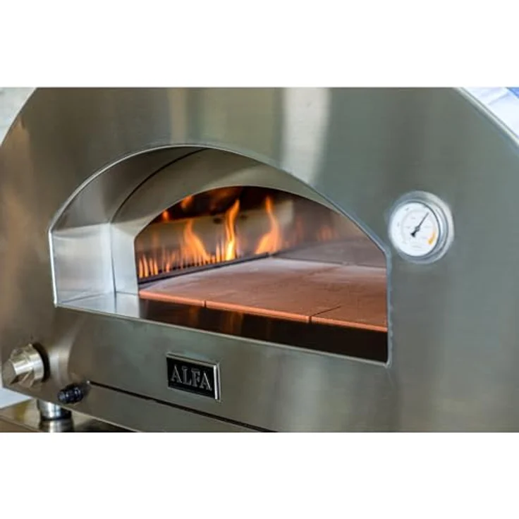 Alfa Forni Gas Pizzaofen FUTURO 2 Pizze, Edelstahl Silber-Schwarz, erreicht 500°C in 30 Minuten, für 2 Pizzen, Gasbefeuerung, Hybrid-kompatibel – Bild 8